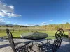 Beautiful deck of the cabin to look out on the beautiful landscape.