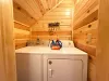Conveniently located upstairs, the designated laundry nook offers a full-size washer and dryer to keep your vacation gear fresh.
